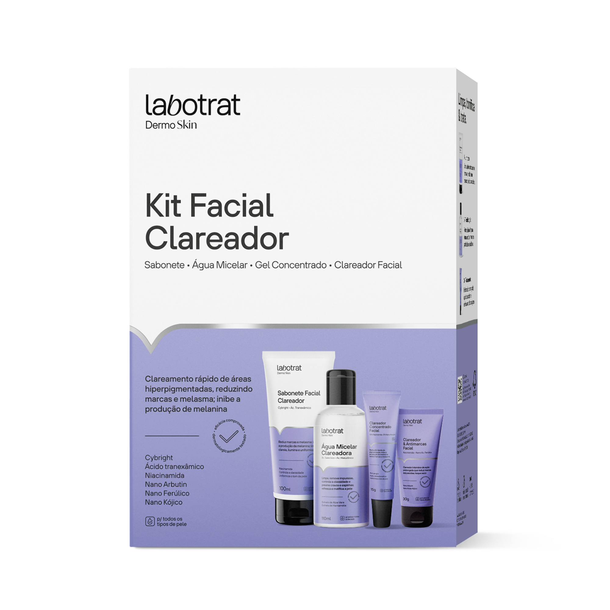 KIT CLAREADOR FACIAL C/4 ITENS DERMOSKIN